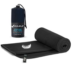 Fit-Flip Reisehandtuch Mikrofaserhandtuch, 90 x 180 cm, Mikrofaser, schwarz