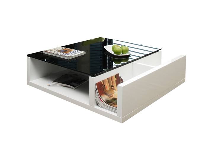 Salontisch Perry weiss/schwarz MDF, Glas B 100 T 100 cm