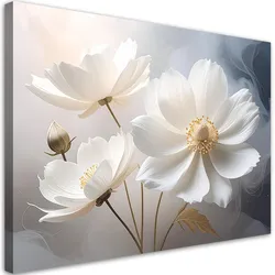 LEINWANDBILD, Zarte weiße Pflanzenblumen