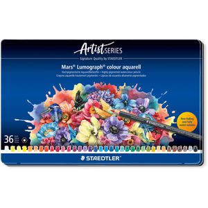 Staedtler Aquarellstifte Mars Lumograph 104 M36, farbig sortiert, im Metalletui, 36 Stück