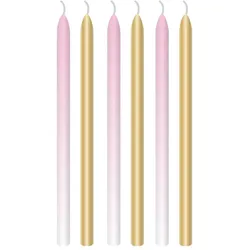 6 große Kerzen rosa gold