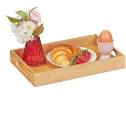 Relaxdays Tablett aus Bambus Hellbraun