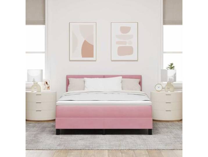 KTHLBRH Doppelbett Samt Rosa 160 x 200 cm Mit gepolstertem Kopfteil, Lattenrost inklusive, stabile Holzkonstruktion