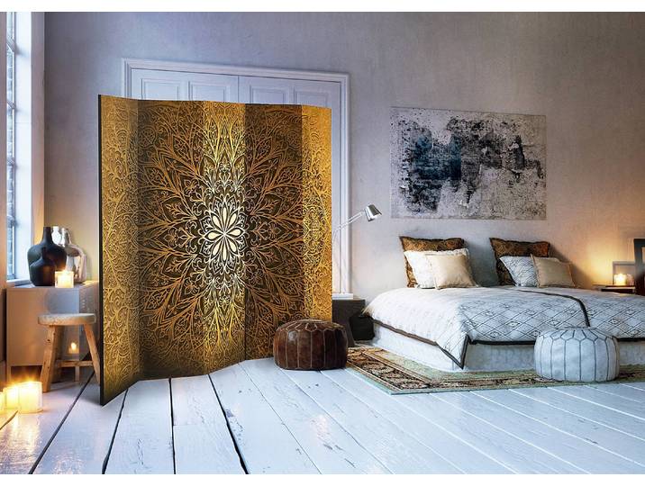 Paravent Sacred Circle acoustique Intissé sur bois massif Marron 225 x 172cm