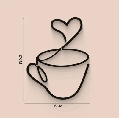 Inspire Picks Metal Coffee Cup Wall Art Black Cafe Decor For Kitchen & Coffee Bar a
