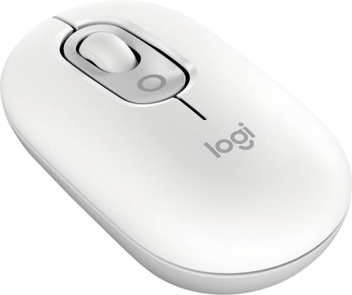 Logitech POP Maus Bluetooth Optisch Weiß 4 Tasten 4000 dpi Easy Switch 3 Geräte, Integriertes Scrollrad