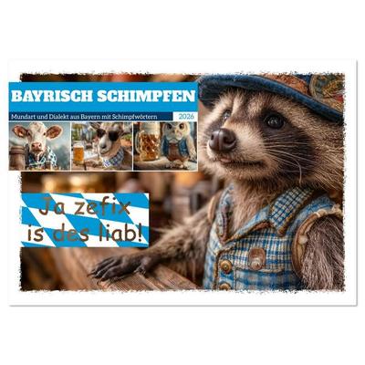 Bayrisch schimpfen - Mundart und Dialekt aus Bayern mit Schimpfwörtern (Wandkalender 2026 DIN A4 quer), CALVENDO Monatskalender