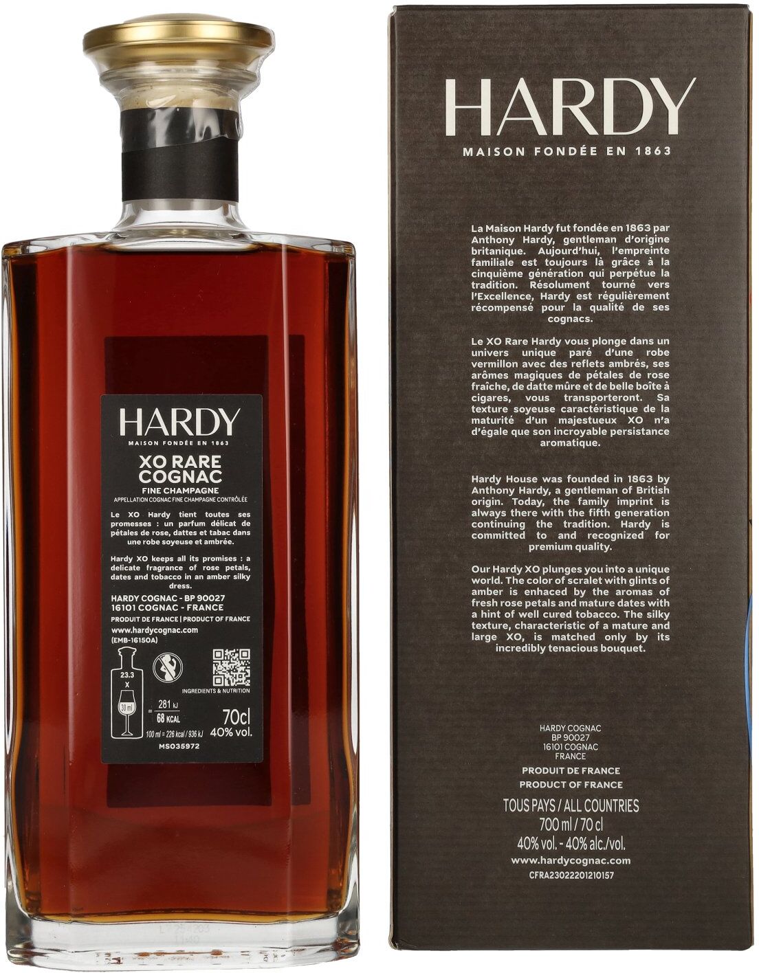 Hardy Cognac Hardy XO RARE Fine Champagne Cognac 40% Vol. 0,7l in Geschenkbox
