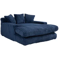 MODFU Chaiselongue Sofa 125x155x63 aus Kord, 3 Kissen, ergonomisches Design, bequem und modern, ideal für Wohnzimmer & Büro, Marineblau