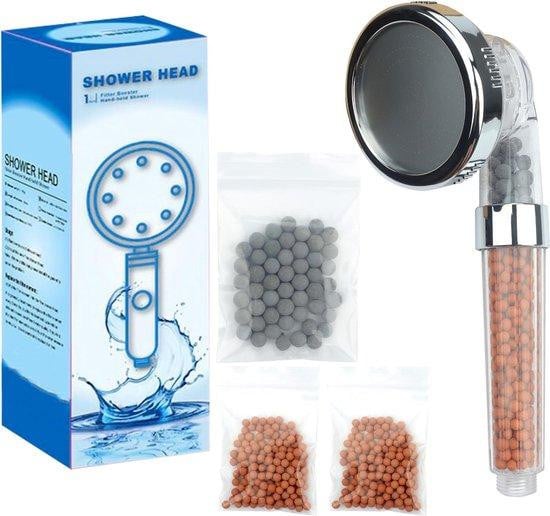 Ionische Douchekop met 3-laags Filtratie, Hogedruk en Waterbesparende Handdouche inclusief extra vervangbare accessoires