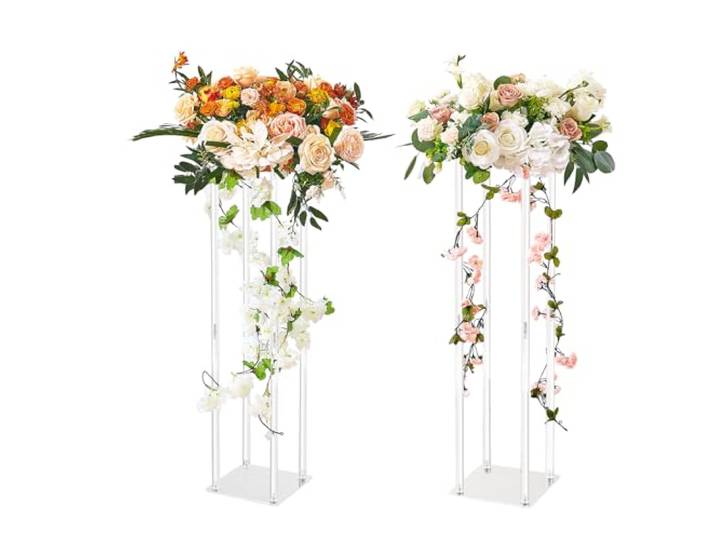 VEVOR 2PCS Support de Fleurs de Mariage 80 cm Porte-fleurs Centre de Table Mariage Stratifié Acrylique Vase Géométrique Présentoir Floral pour Réception d'Événements\, Décoration de Fête à la Maison