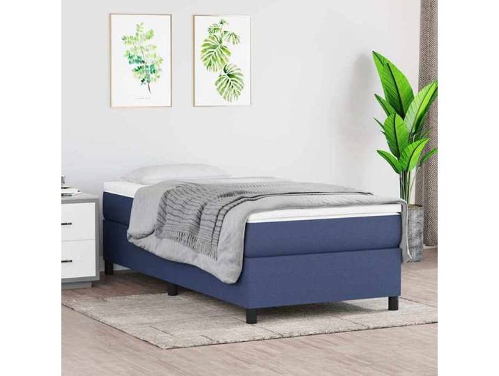 Sommier à lattes de lit avec matelas Bleu 100x200 cm Tissu 3144405