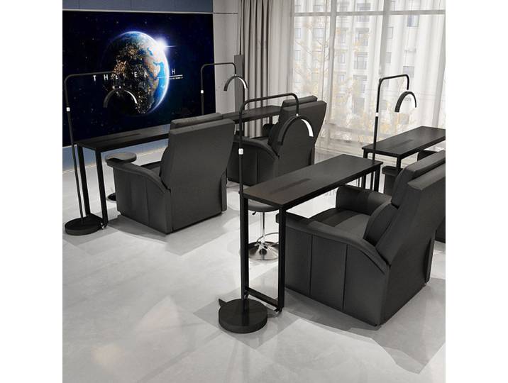 Bureau à ongles Mobile européen, Design professionnel, réception moderne, chaise de beauté noire, meubles de manucure Mesa Para