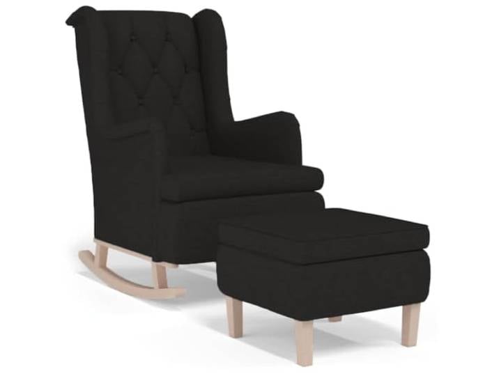 Heofavd Schaukelsessel mit Hocker 2-teilig Relaxstuhl Stoff Schwarz