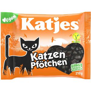 Katjes Lakritz Katzen Pfötchen, süß & würzig, vegan, ohne künstliche Farbstoffe, 210 g