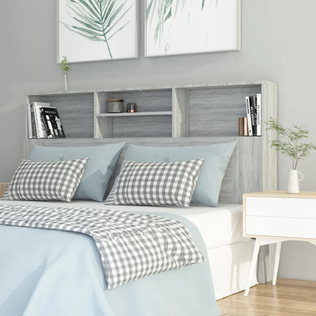 Alpen Home Melby Headboard Cabinet Grey Sonoma King (5')