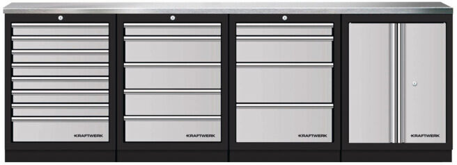 Mobilier d'atelier Mobilio 4 éléments Kraftwerk, acier inoxydable (3964K-854SIX)