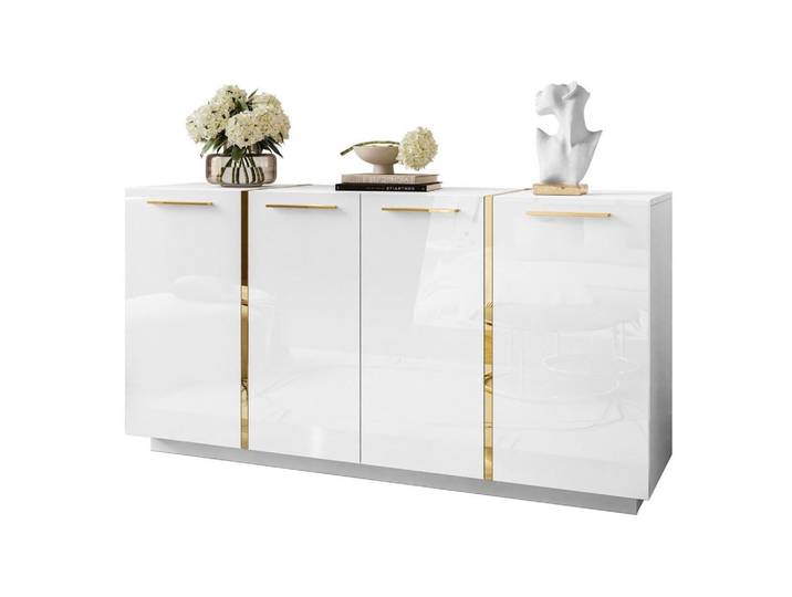KOMMODE ONYX 4T 158 CM LUXURIÖSE KOMMODE MIT HOCHGLANZ FÜR DAS WOHNZIMMER