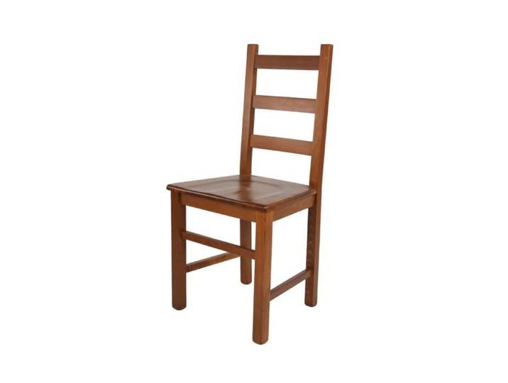 Tommychairs - Chaise cuisine RUSTICA robuste structure en bois de hêtre peindré en couleur noyer clair et assise en bois