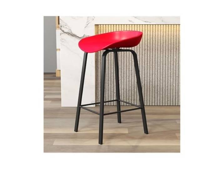 Barstühle Barhocker, roter Sitz, Hochstuhl aus Holz und Eisen(Mittel)