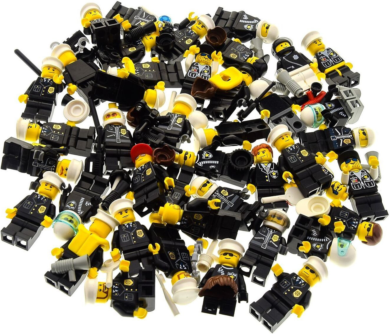 Lego 5x Minifiguren Stad Politieagent Zwart met Accessoires Willekeurig Samengesteld