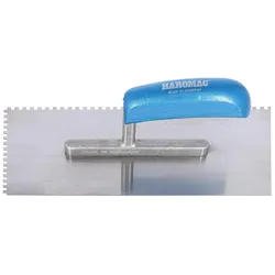 Glättekelle HAROMAC 4x4 gezahnt 280mm Stahl, gehärtet blaues Heft