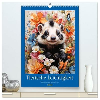 Tierische Leichtigkeit (hochwertiger Premium Wandkalender 2027 DIN A2 hoch), Kunstdruck in Hochglanz
