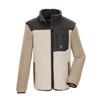 Fleecejacke KILLTEC "KOW 143 BYS FLC JCKT", Jungen, Gr. 140, beige (stein), Obermaterial: 100% Polyester, Jacken Fleecejacke, Weiche Sherpa Fleecejacke, Kinnschutz, elastische Bündchen