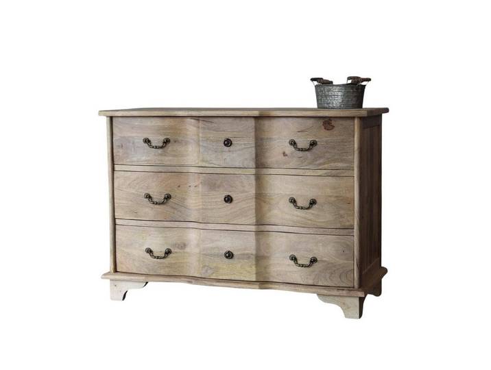 baario Kommode Kommode ARZANO braun massiv, Mangoholz Schubladenkommode Antik Design