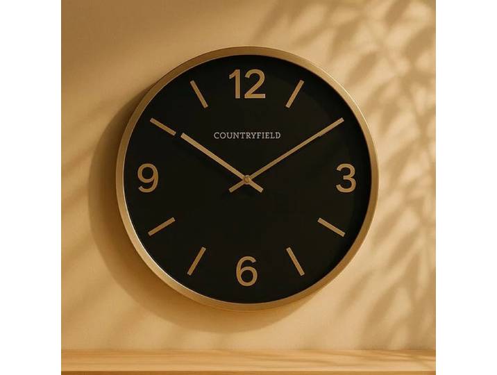 Wandklok Copper L zwart / goud Ø 50 cm