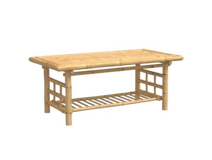 LASWWQMRF Couchtisch Bambus 110x55x45 cm mit Ablage Wohnzimmertisch Nachhaltiger Beistelltisch aus stabilem Bambus mit zusätzlicher Zeitungsablage für Wohnzimmer und überdachten Balkon.