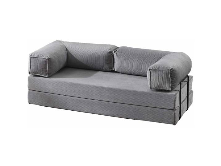 Bettsofa Kanepe Silber Leinenstoff B 200 T 90 cm - Bettsofa
