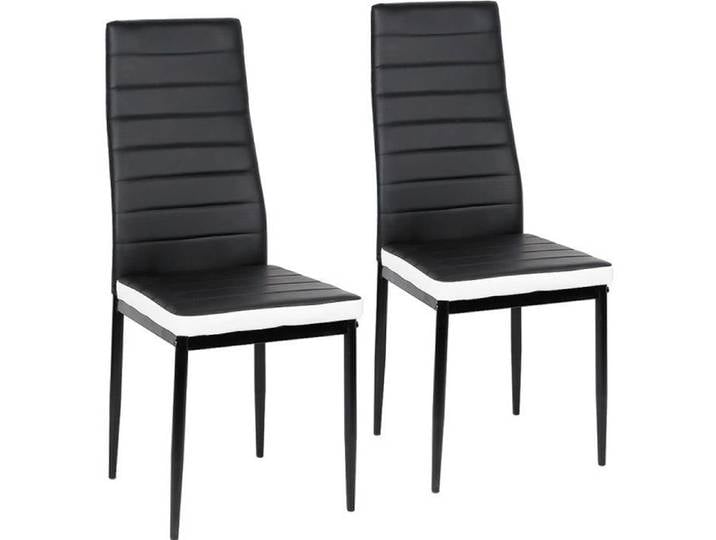 Laizere° Lot de 2 chaises noires bandeau blanc