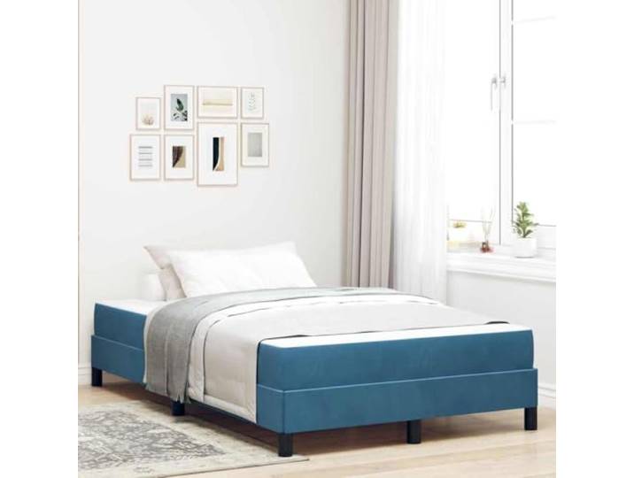 WDGJJFECNMUEHI Stoffbezug Boxspringbett Elegantes Design 120 x 200 cm Blau Boxspringbett mit Matratze Dunkelblau 120x200 cm Stoff Bett mit Topper Lattenrost Schlafzimmer Komfort Doppelbett