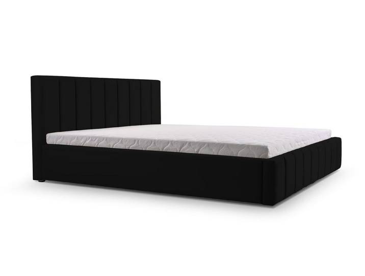 MOEBLO Polsterbett BETT 01 (Doppelbett mit Kopfstütze, Rahmenbettgestell - Stilvolles Design mit maximalem Komfort, mit Bettkasten und Lattenrost), gepolstertes Kopfteil mit Bettkasten