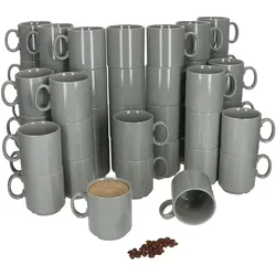 48er Set EVENT stapelbare Kaffeebecher GRAU Porzellan 250 ml