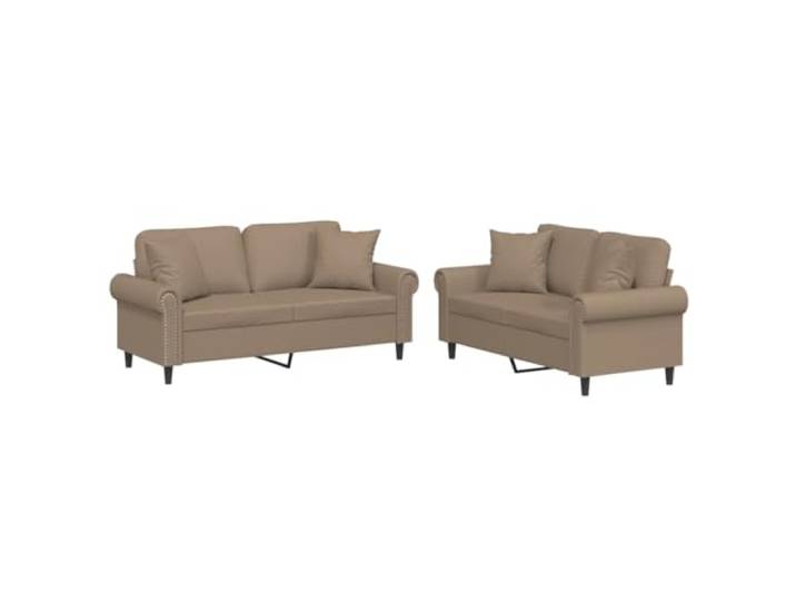 GHVBNMF 2-TLG Sofagarnitur mit Kissen Kunstleder Couch Set Cappuccino Elegantes Polstermöbel-Set in Cappuccino-Braun für Wohnzimmer, Gästezimmer & Büro inklusive 4 Bequemen Zierkissen.