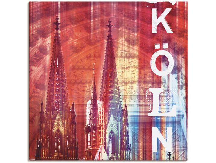 Leinwandbild ARTLAND Köln Skyline Collage II , rot (farbe bild(er): rot), B:40cm H:40cm, Bilder, Leinwandbild, auf Holzrahmen gespannt