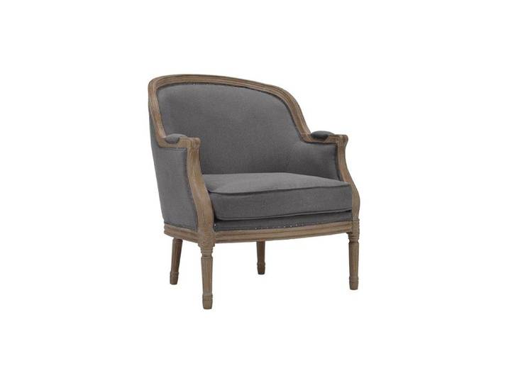 Fauteuil en lin - VENTE-UNIQUE - ALIENOR - Gris - Avec accoudoirs - Déhoussable - Intérieur