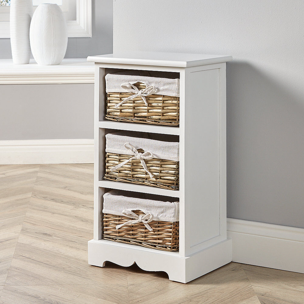 August Grove Casey Fully Assembled 3 Basket Drawer Storage Chest White 59cm H X 33cm W X 26cm D