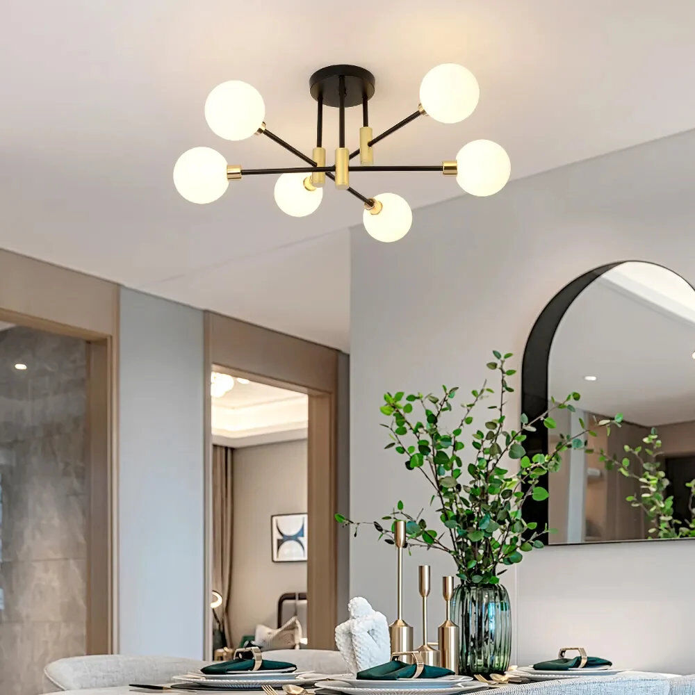 Corrigan Studio Hesperus Glass Semi Flush Mount Black 15cm H X 52cm W X 46cm D