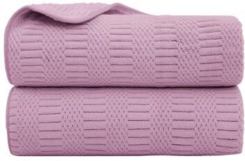 JML Geometric Jacquard Fleece Bath Towel Set of 2 with Hanging Loops, Highly Absorbent Towels