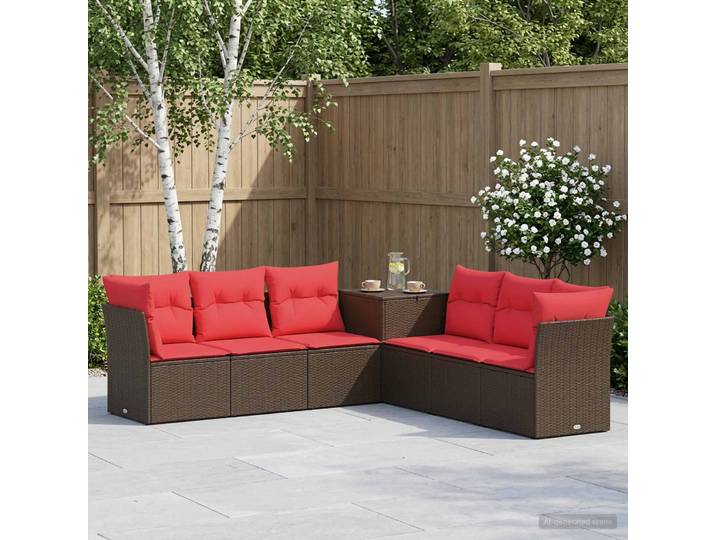 vidaXL Sofa Set 7 stk. Braun und Rot 234 x 234 x 85 cm