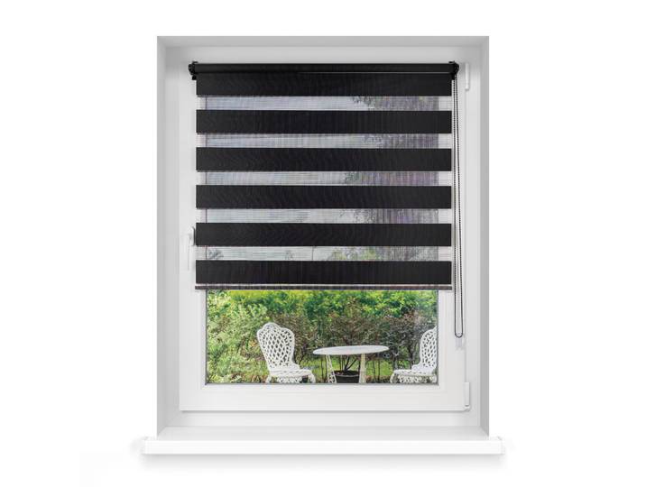 Klemmfix Doppelrollo / Duo Rollo 100 x 120 cm, schwarz