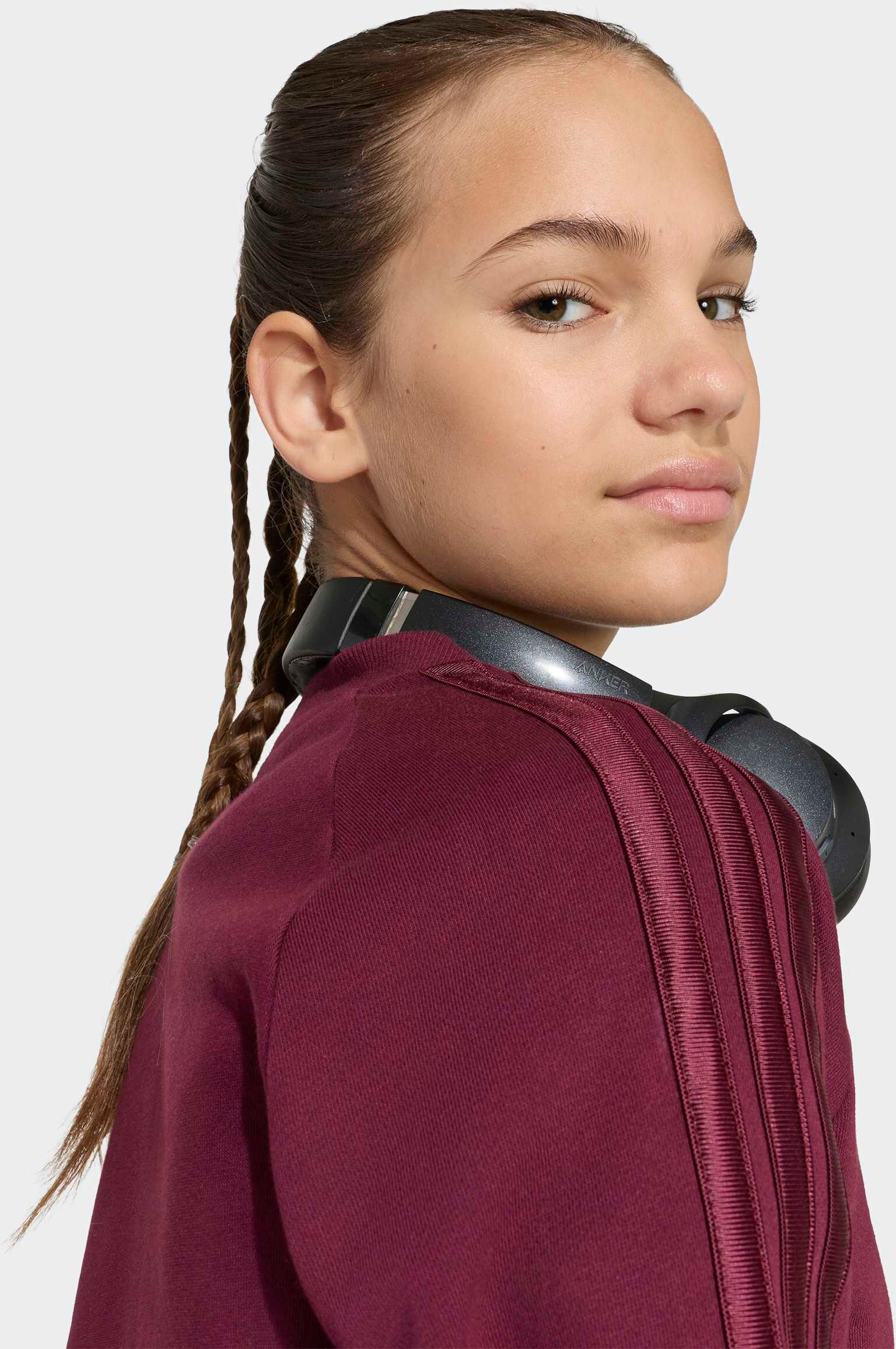 Sweatshirt ADIDAS SPORTSWEAR "SATIN", Mädchen, Gr. 140, rot (maroon, maroon), Obermaterial: 70% Baumwolle, 30% Polyester, normal, Rundhals, angesetztes Bündchen, Sweatshirts Sweatshirt maroon, maroon 140