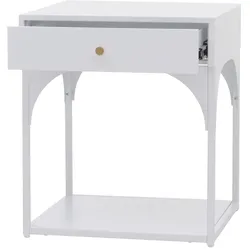 Mendler Nachttisch HWC-O88, Kommode Beistelltisch Nachtschrank Nachtkasten, Schublade Metall 50x43x41cm ~ weiß
