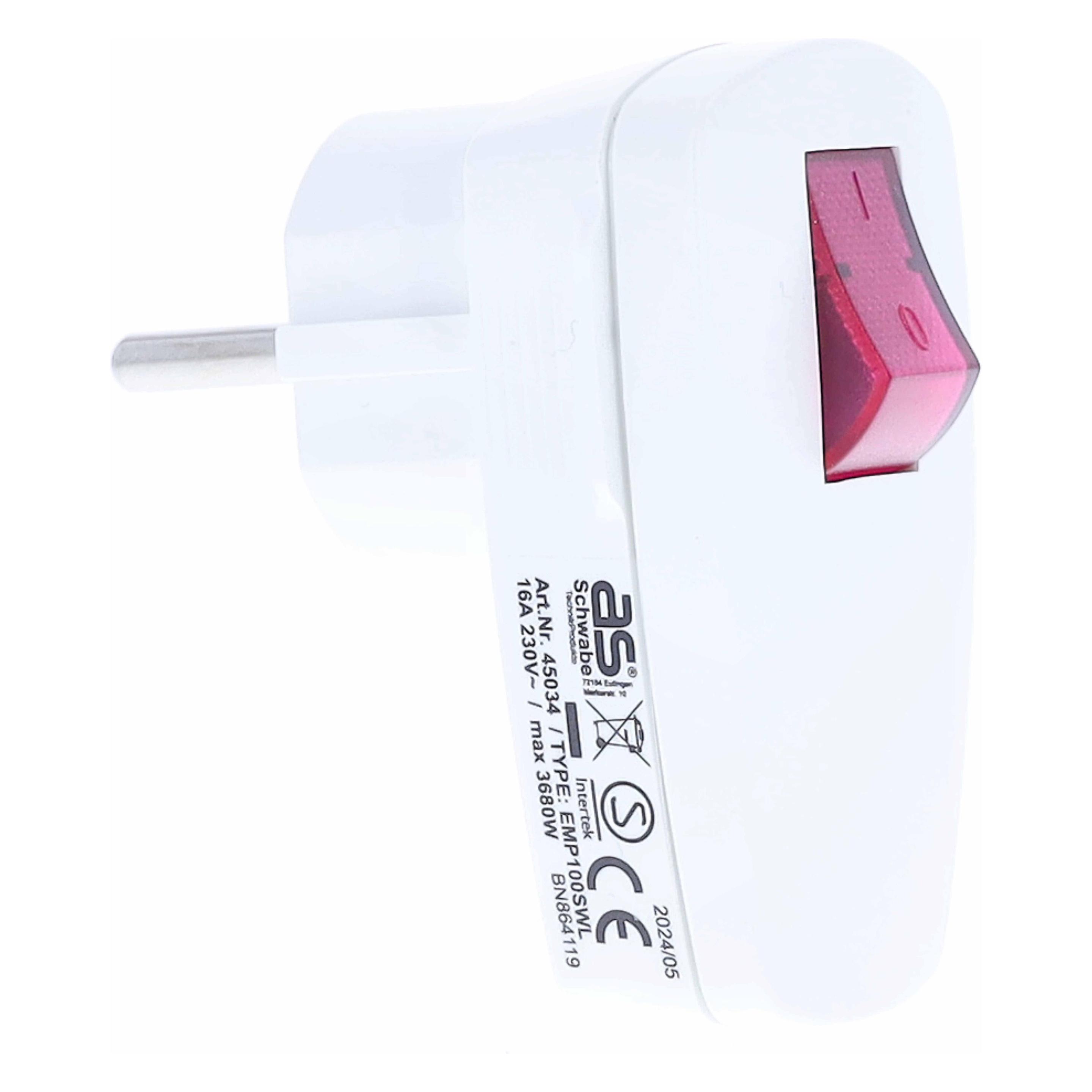 As - Schwabe Winkelstecker mit beleuchtetem Schalter (CEE 7/7) (45034)
