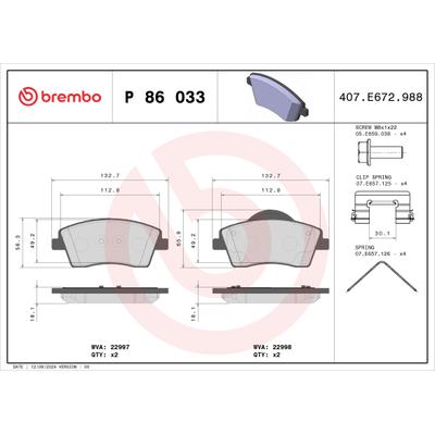BREMBO Bremsbelagsatz, Scheibenbremse p86033 für Volvo GEELY LYNK & CO