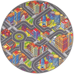 Snapstyle, Spielteppich + Spielmatte, Kinder Strassenteppich 3D Big City Rund
