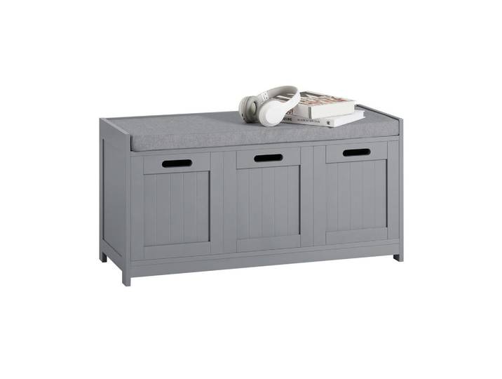 SoBuy Schuhbank Grau, Holzwerkstoff, 90x45x35 cm, Garderobe, Schuhaufbewahrung, Schuhregale